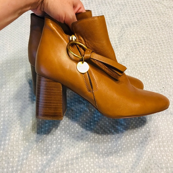 See by Chloe Louise Block-Heel Leather Ankle Boots size 7 - Picture 9 of 13